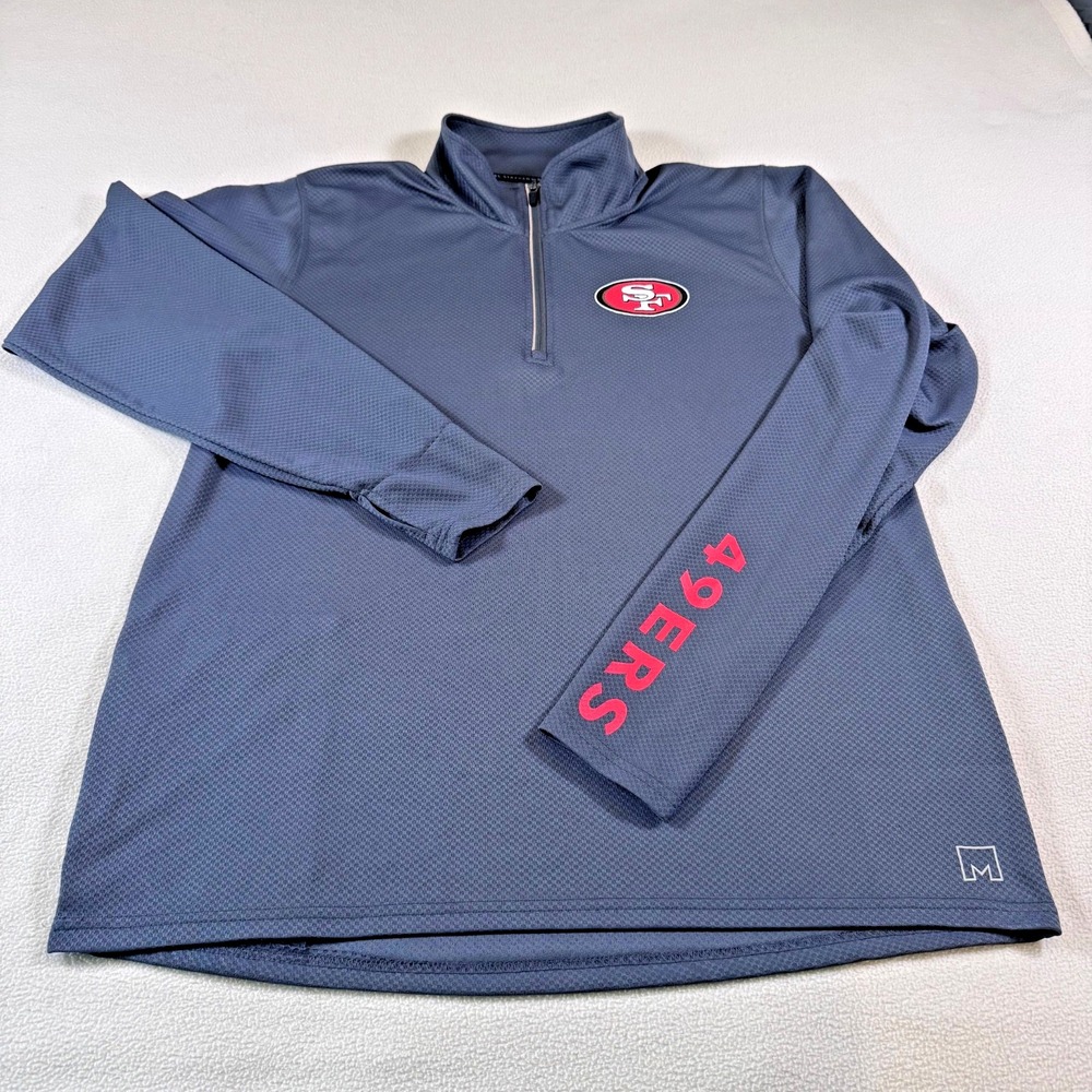 NFL SF 49ers MSX by Michael Strahan Long Sleeve 1/4 Zip Grey Pullover Mens XL